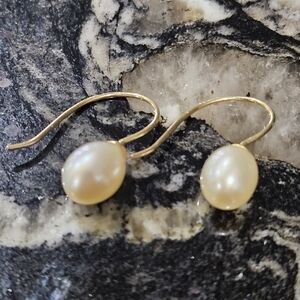 14K GOLD Vintage Natural Freshwater Pearl Earrings